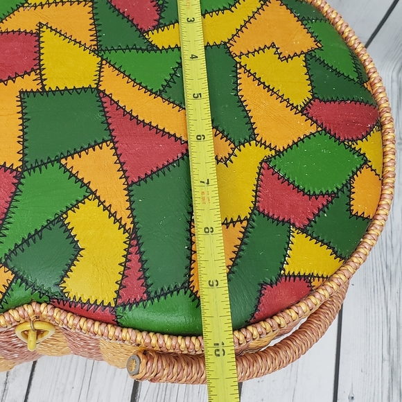 Vintage Exclusively For Singer MidCentury Wicker Sewing Basket Patchwork Design - Picture 11 of 14
